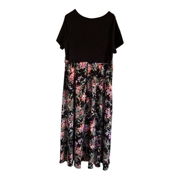 SHEIN VCAY Curve Plus 2X Tropical Print Black Split Thigh Maxi Dress NWT - Picture 8 of 12